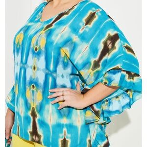 Ashley Stewart Blue Tie-Dye Blouse